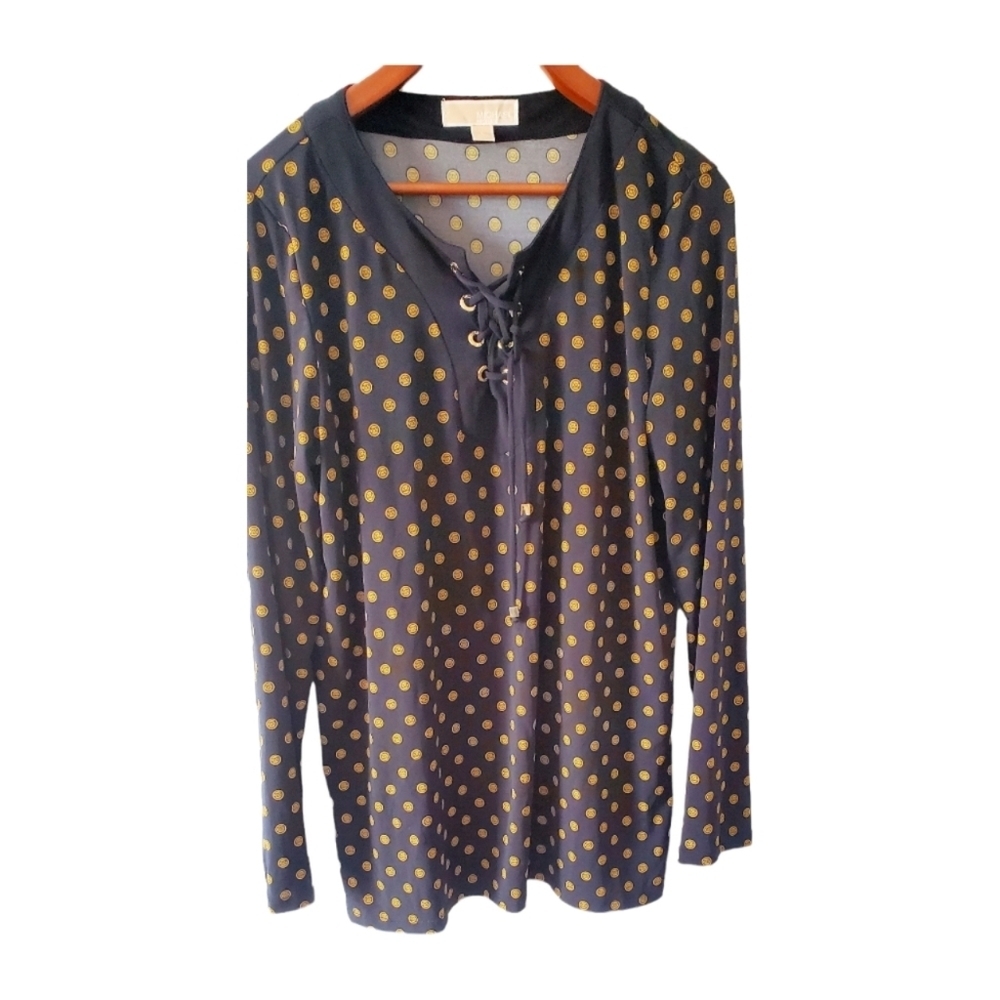 Michael Kors Black and Gold Tunic Top Size Large
